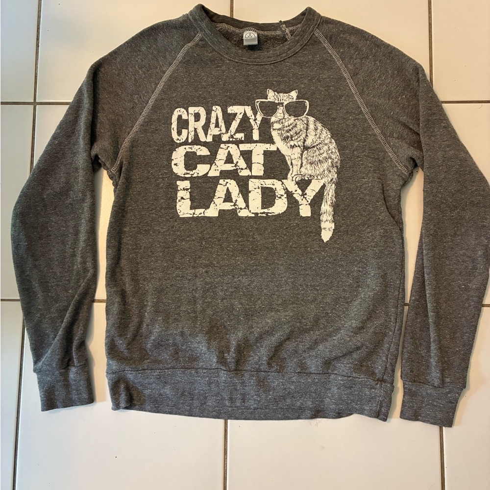 Gray Crazy Cat Lady Sweatshirt - Picture 2 of 6